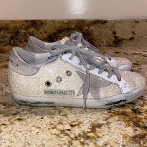 Women’s Golden Goose glitter/suede sneakers